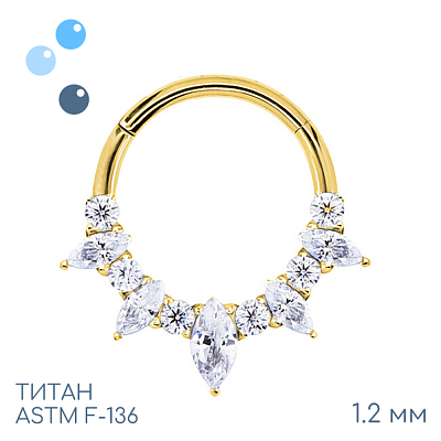 Кольцо-кликер Petals 5K Crystal Gold 1.2 мм (16 G)